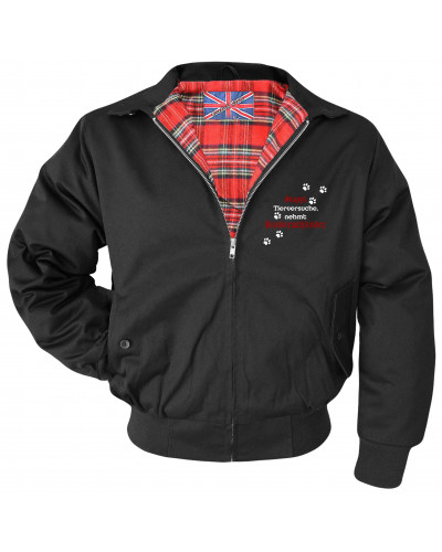 Bestickte Herren Harrington Jacke (Stoppt Tierversuche, nehmt Kinderschänder)