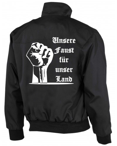 Bestickte Herren Harrington Jacke (Unsere Faust für unser Land)