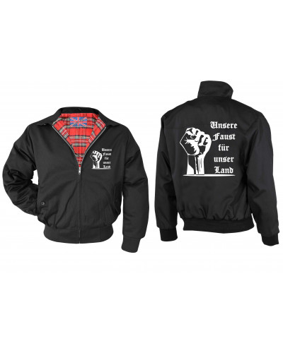 Bestickte Herren Harrington Jacke (Unsere Faust für unser Land)