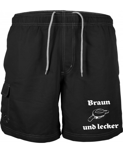 Bestickte Herren Badehose (Braun und lecker)