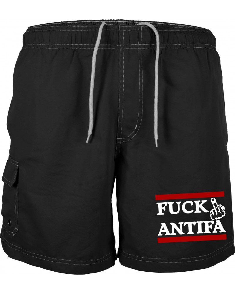 Bestickte Herren Badehose (Fuck Antifa)