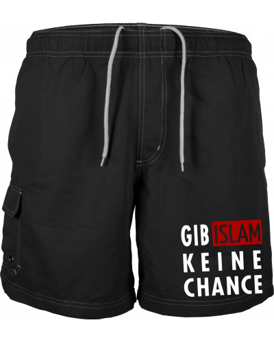 Bestickte Herren Badehose (Gib Islam keine Chance)