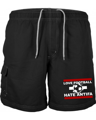 Bestickte Herren Badehose (Love Football hate Antifa)