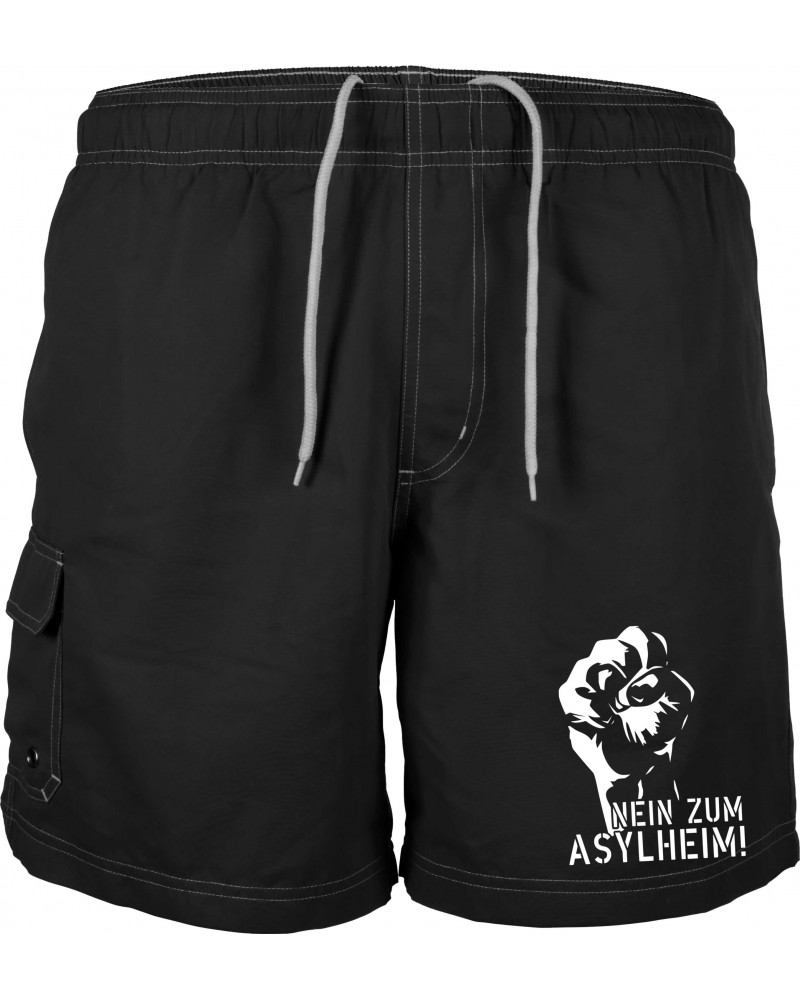 Bestickte Herren Badehose (Nein zum Asylheim)