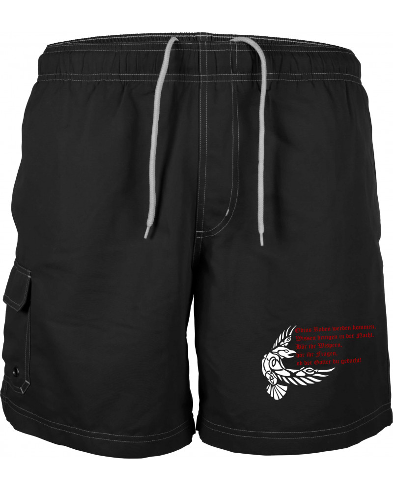 Bestickte Herren Badehose (Odins Raben werden kommen)