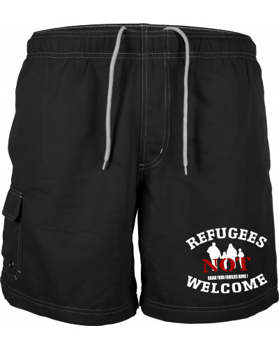 Bestickte Herren Badehose (Refugees not welcome)