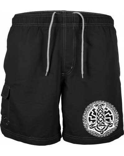 Bestickte Herren Badehose (Schwarze Sonne, Thorhammer)