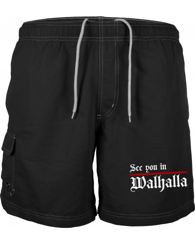 Bestickte Herren Badehose (See you in Walhalla, Strich)