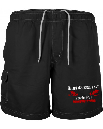 Bestickte Herren Badehose (Überwachungsstaat abschaffen)