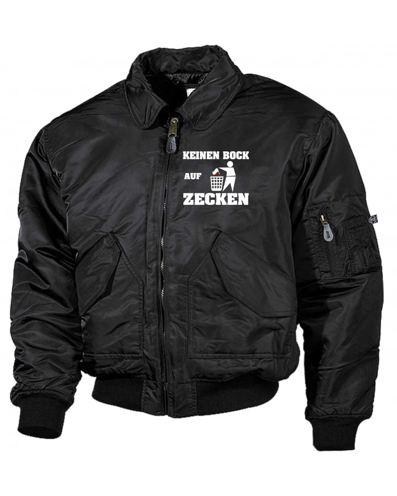 Bestickte Herren CWU Jacke (Keinen Bock auf Zecken)