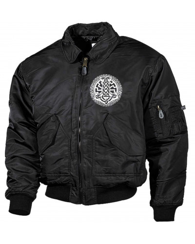 Bestickte Herren CWU Jacke (Schwarze Sonne, Thorhammer)