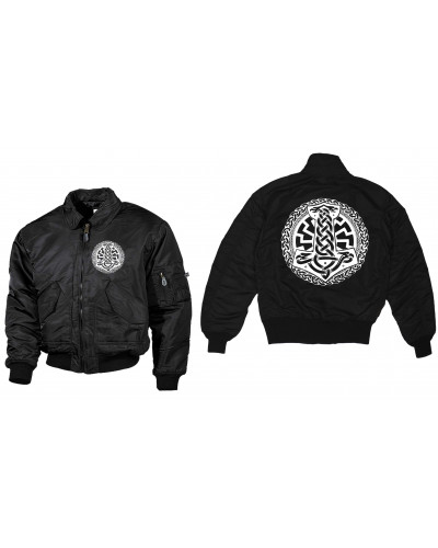 Bestickte Herren CWU Jacke (Schwarze Sonne, Thorhammer)