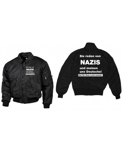 Bestickte Herren CWU Jacke (Sie reden von Nazis)