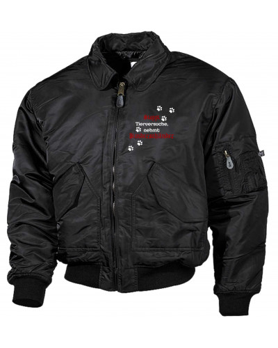 Bestickte Herren CWU Jacke (Stoppt Tierversuche, nehmt Kinderschänder)