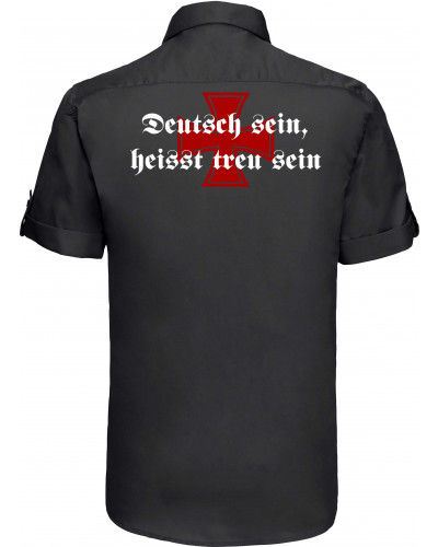 Besticktes Herren kurzarm Hemd (Deutsch sein, heißt treu sein)