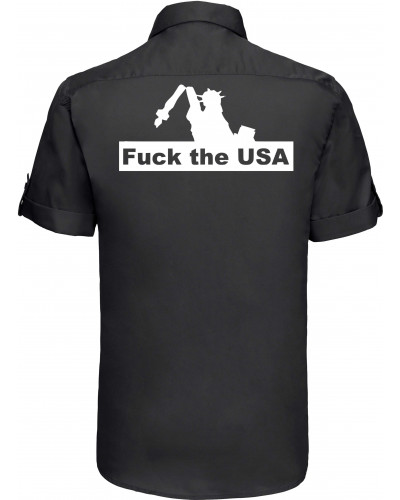 Besticktes Herren kurzarm Hemd (Fuck the USA)