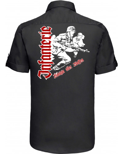 Besticktes Herren kurzarm Hemd (Infanterie, Königin aller Waffen)