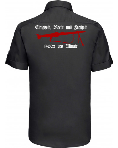 Besticktes Herren kurzarm Hemd (Mg42 Einigkeit, Recht und Freiheit)
