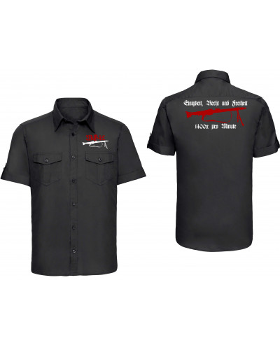 Besticktes Herren kurzarm Hemd (Mg42 Einigkeit, Recht und Freiheit)