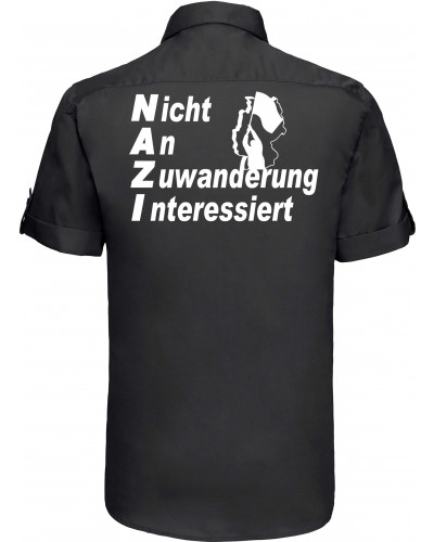 Besticktes Herren kurzarm Hemd (Nicht an Zuwanderung interessiert, Fahne)