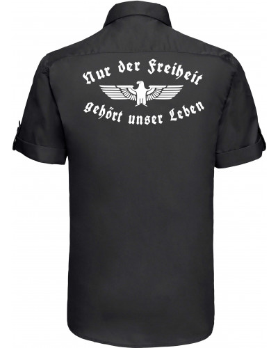 Besticktes Herren kurzarm Hemd (Nur der Freiheit gehört unser Leben)