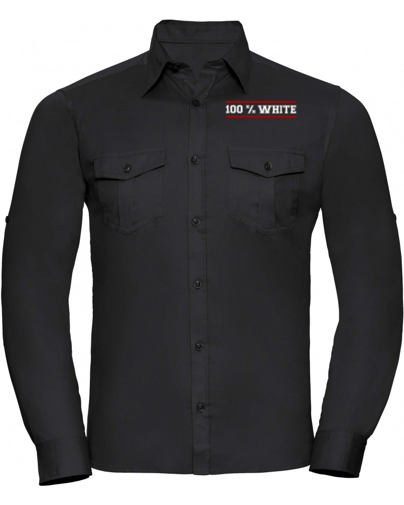 Besticktes Herren langarm Hemd (100% White)