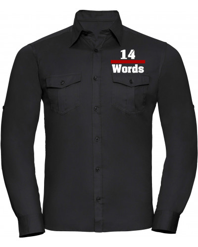 Besticktes Herren langarm Hemd (14 Words)