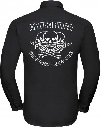 Besticktes Herren langarm Hemd (Anti-Antifa)