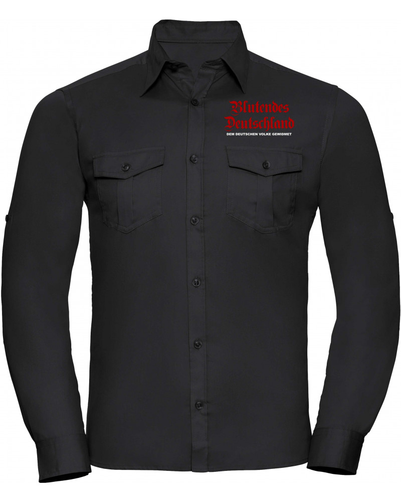 Besticktes Herren langarm Hemd (Blutendes Deutschland)