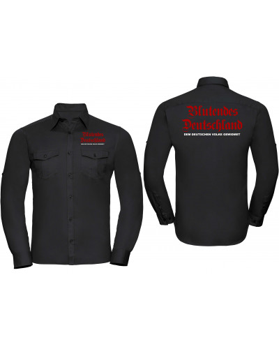 Besticktes Herren langarm Hemd (Blutendes Deutschland)