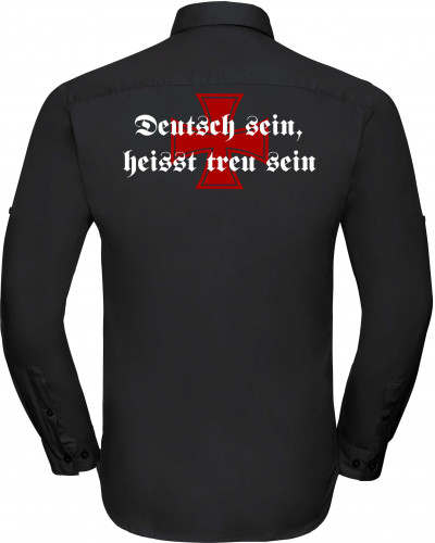 Besticktes Herren langarm Hemd (Deutsch sein, heißt treu sein)