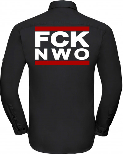 Besticktes Herren langarm Hemd (FCK NWO)