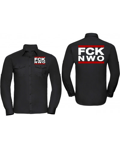 Besticktes Herren langarm Hemd (FCK NWO)