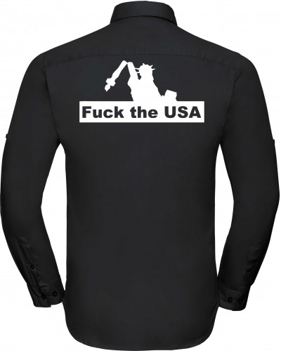 Besticktes Herren langarm Hemd (Fuck the USA)