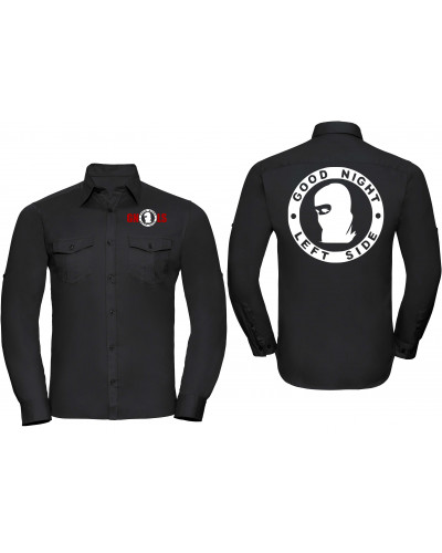 Besticktes Herren langarm Hemd (Good night left side)