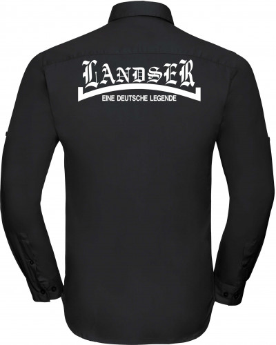 Besticktes Herren langarm Hemd (Landser, weiß)