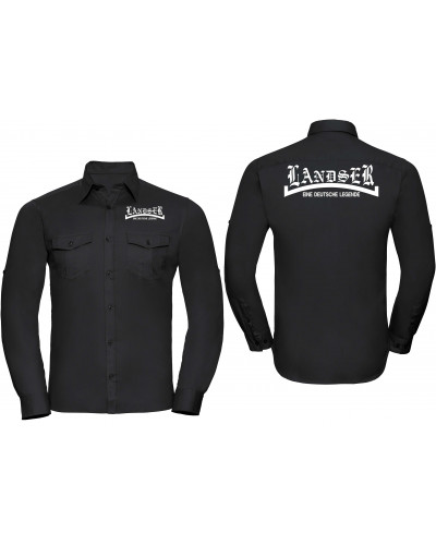 Besticktes Herren langarm Hemd (Landser, weiß)
