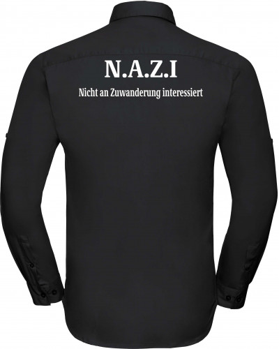 Besticktes Herren langarm Hemd (Nazi nicht an Zuwanderung interessiert)