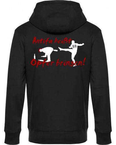 Herren Kapuzen-Jacke (Antifa heißt Opfer bringen)