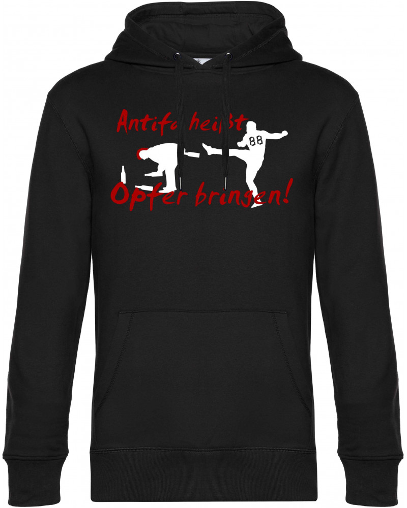 Herren Kapuzen-Pullover (Antifa heißt Opfer bringen)