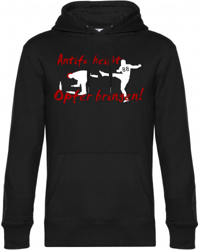 Herren Kapuzen-Pullover (Antifa heißt Opfer bringen)