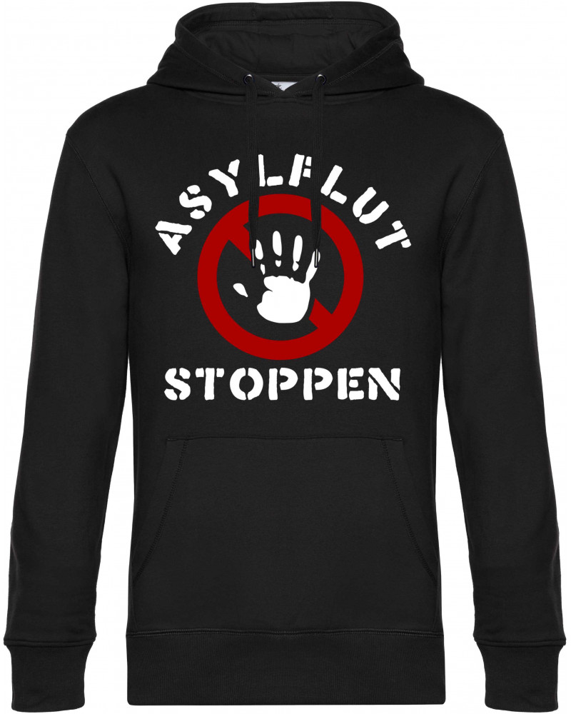 Herren Kapuzen-Pullover (Asylflut stoppen)