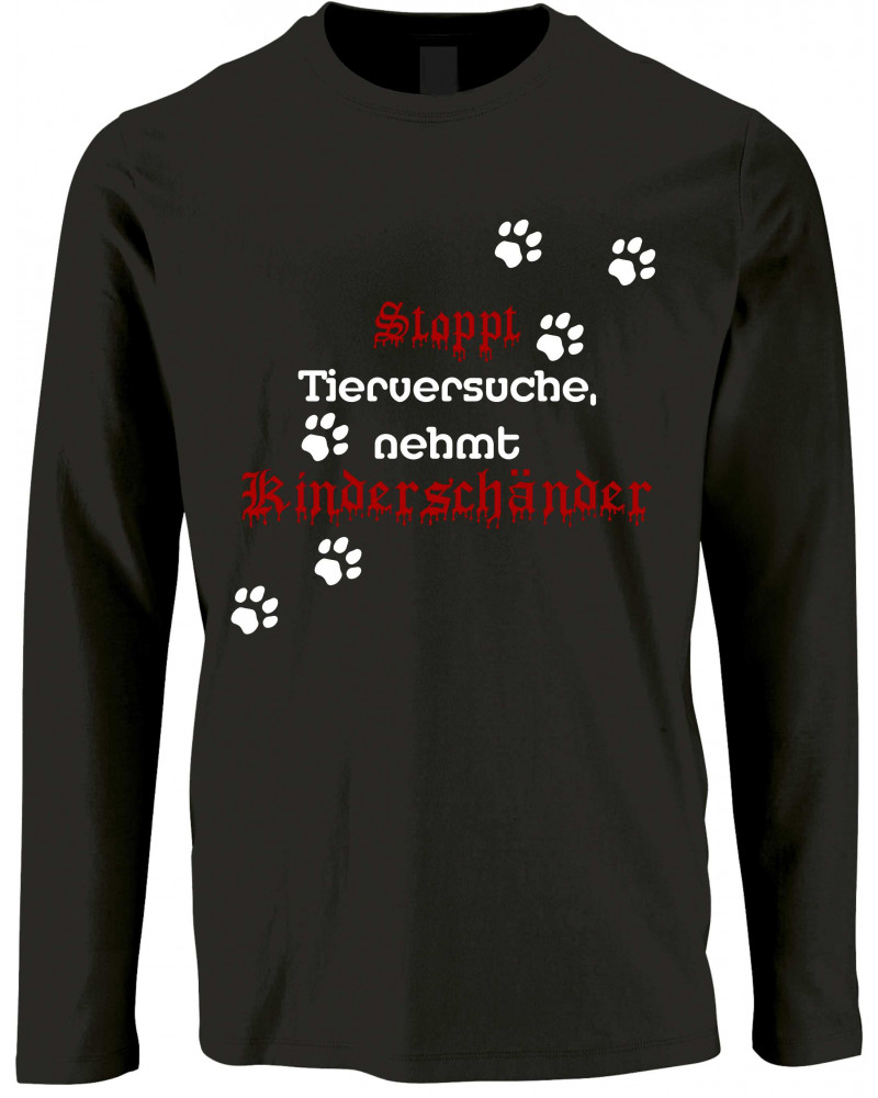 Herren Langarm Shirt (Stoppt Tierversuche, nehmt Kinderschänder)