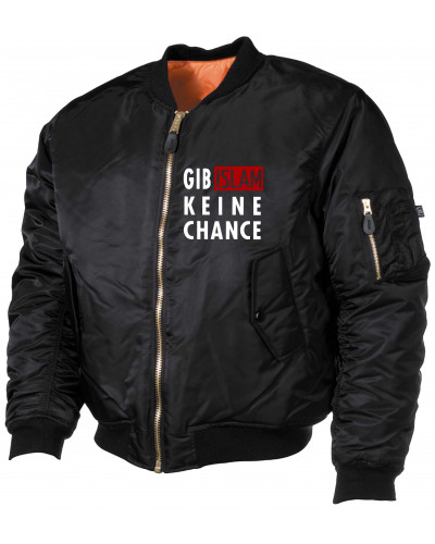 Bestickte MA1 Bomberjacke (Gib Islam keine Chance)