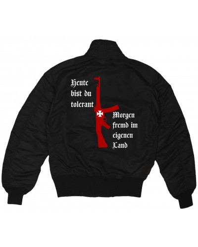 Bestickte MA1 Bomberjacke (Heute tolerant morgen fremd im eigenen Land)