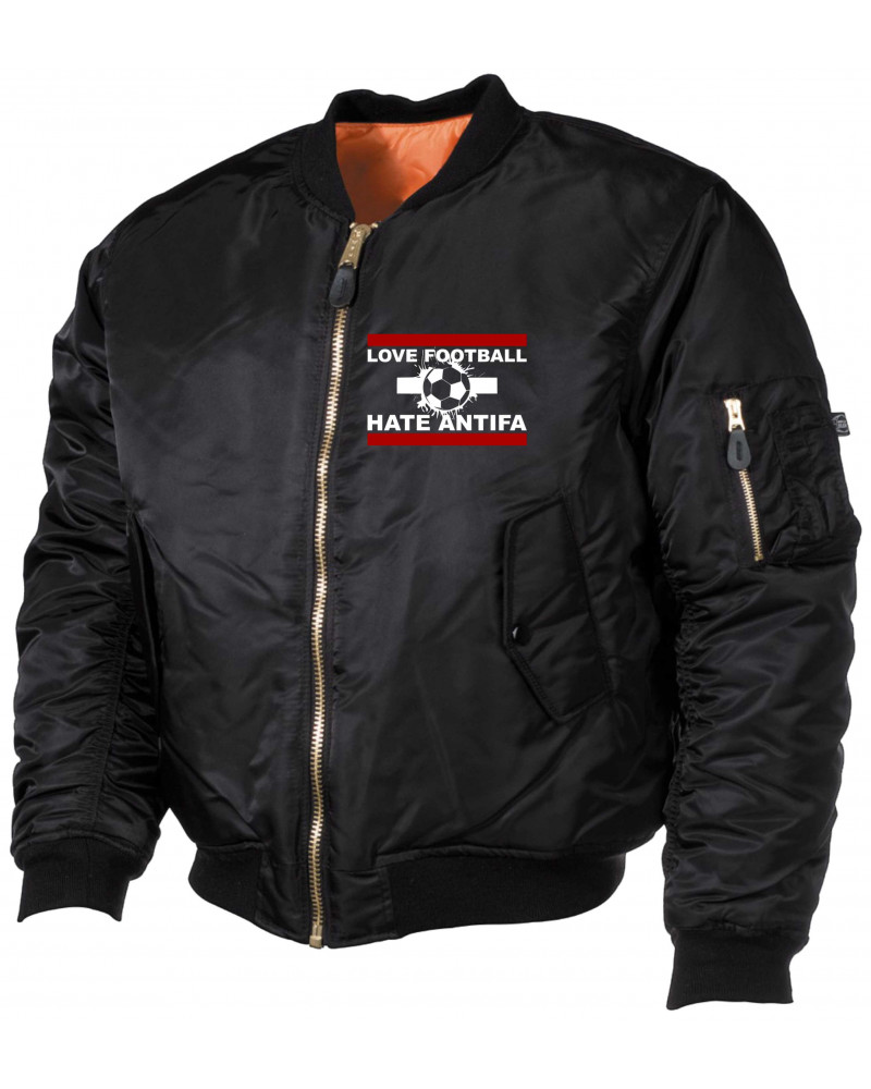Bestickte MA1 Bomberjacke (Love Football hate Antifa)
