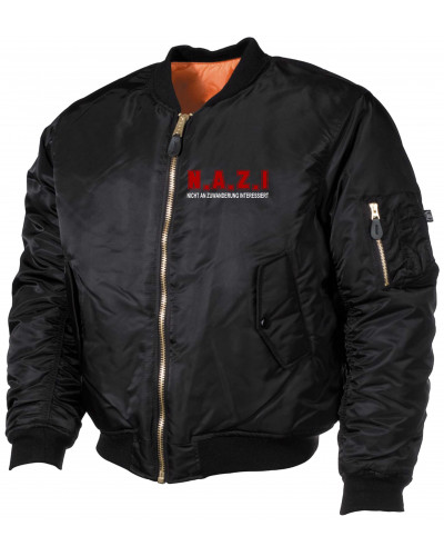 Bestickte MA1 Bomberjacke (Nicht an Zuwanderung interessiert, Fahne)