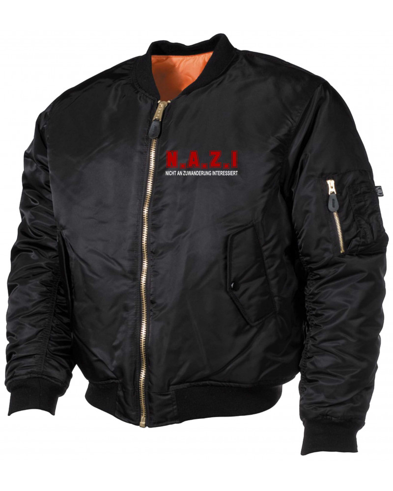 Bestickte MA1 Bomberjacke (Nicht an Zuwanderung interessiert, Fahne)