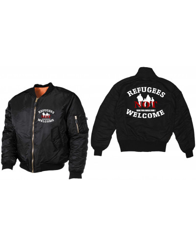 Bestickte MA1 Bomberjacke (Refugees not welcome)