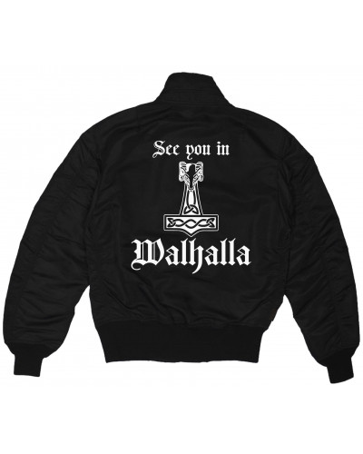 Bestickte MA1 Bomberjacke (See you in Walhalla Thorhammer)